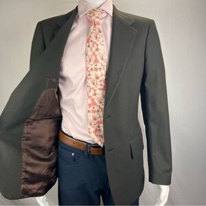 John Varvatos 40R Olive/Brown Wool Sport Coat – Made in Italy